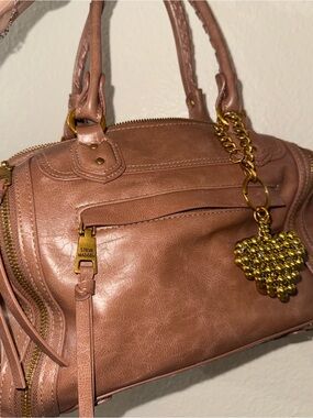Steve Madden Brown Leather Satchel with Gold Charm